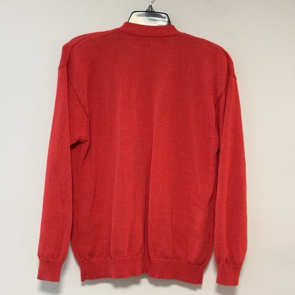 Vintage Talbots Susan Bristol Red Cotton Button Up Cardigan Floral Embroidered - Picture 7 of 14